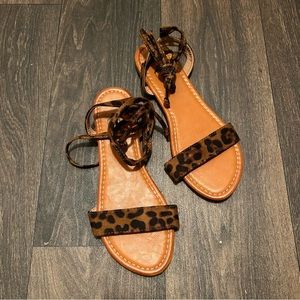 Cheetah leopard lace up tie up animal print sandals